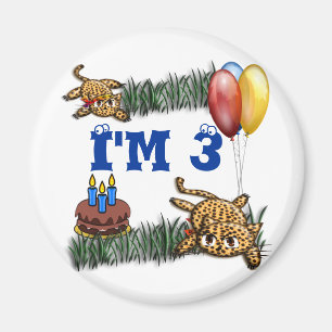 Ultra Cute 3-åriga leopard Safari Birthday Magnet