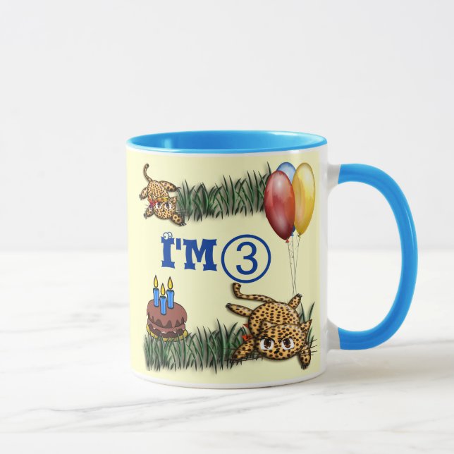 Ultra Cute 3-åriga leopard Safari Birthday Mugg (Höger)