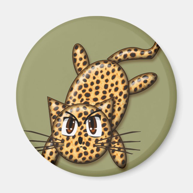 Ultra Cute Anime Leopard Kattunge Magnet (Framsidan)