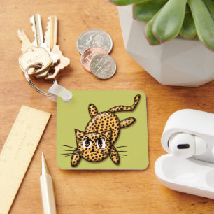 Ultra Cute Anime Leopard Kattunge Nyckelring