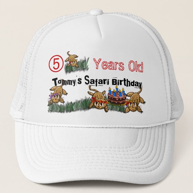 Ultra Cute Leopard Safari Birthday Hat Keps (Framsida)