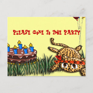 Ultra Cute Leopard Safari Birthday-inbjudan Inbjudan Vykort
