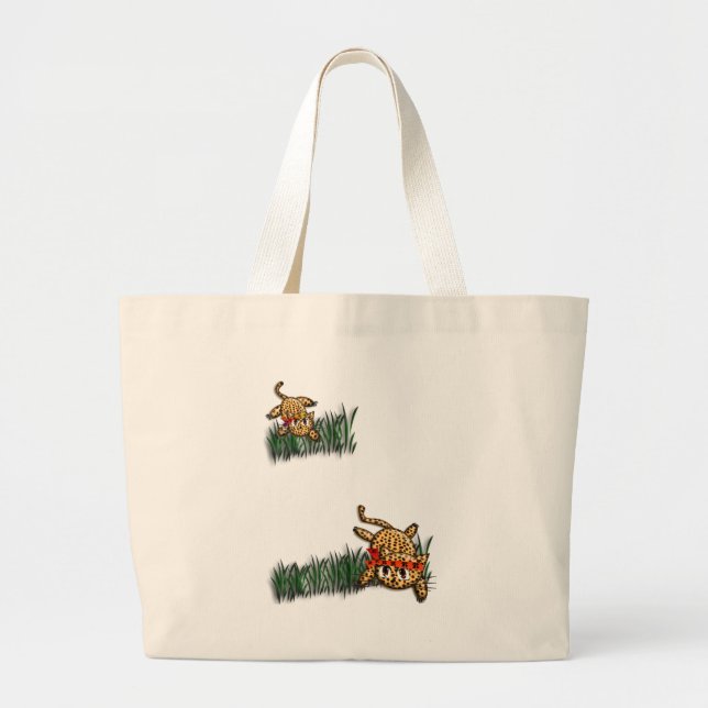 Ultra Cute Leopard Safari Birthday-inbjudan Jumbo Tygkasse (Framsidan)