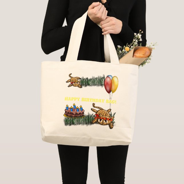 Ultra Cute Leopard Safari Birthday-inbjudan Jumbo Tygkasse (Framsida (produkt))