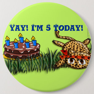 Ultra Cute Leopard Safari Birthday-inbjudan Knapp