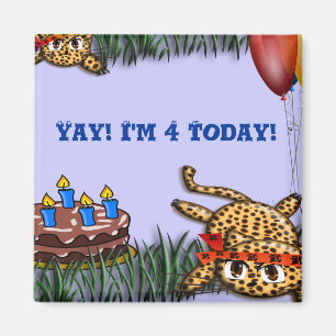 Ultra Cute Leopard Safari Birthday-inbjudan Magnet