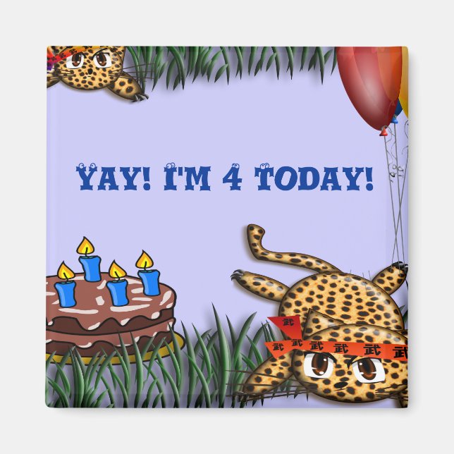 Ultra Cute Leopard Safari Birthday-inbjudan Magnet (Framsidan)