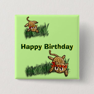 Ultra Cute Leopard Safari Birthday-inbjudan med Knapp