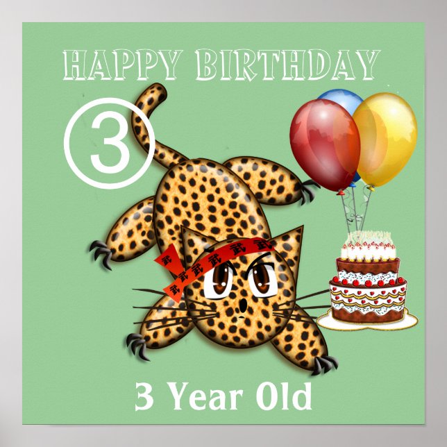 Ultra Cute Leopard Safari Birthday-inbjudan med Poster (Framsidan)