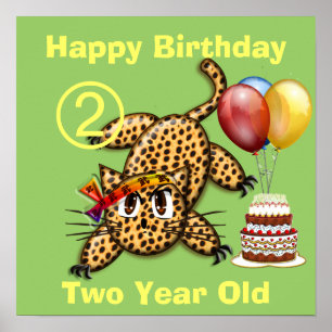 Ultra Cute Leopard Safari Birthday-inbjudan med Poster