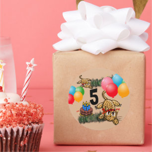 Ultra Cute Leopard Safari Birthday Stickers Runt Klistermärke