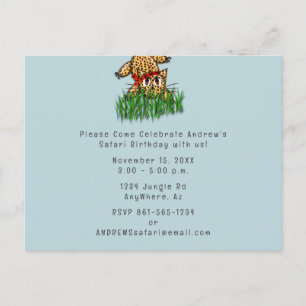 Ultra Cute Safari Leopard Birthday-inbjudningar Inbjudan Vykort