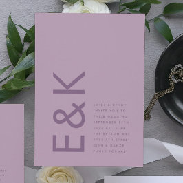 Ultra Dammig Ros Lila Modern Fet Stor Monogram Inbjudningar