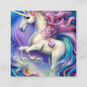Ultra Detailed Cute Whimsical Fairytale Unicorn Ho Fyrkantigt Visitkort