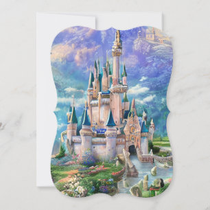 Ultra Detailed Whimsical Fairytale Castle Triptych Anteckningskort