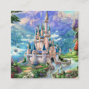 Ultra Detailed Whimsical Fairytale Castle Triptych Fyrkantigt Visitkort