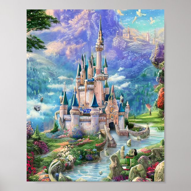 Ultra Detailed Whimsical Fairytale Castle Triptych Poster (Framsidan)
