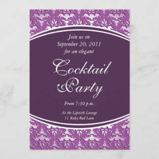 Ultra Elegant Mauve - Silver Präglad Damask Inbjudningar