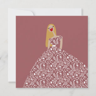 Ultra Feminine Blommig Klänning Mode Konst Kort