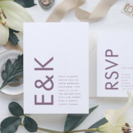 Ultra Lila och Vit Modern Fet Stor Monogram Inbjudningar