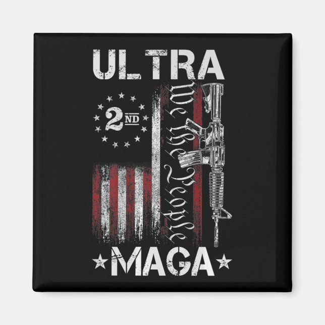 Ultra MAGA Gun AR- Citote Patriotic American Flagg Magnet (Framsidan)