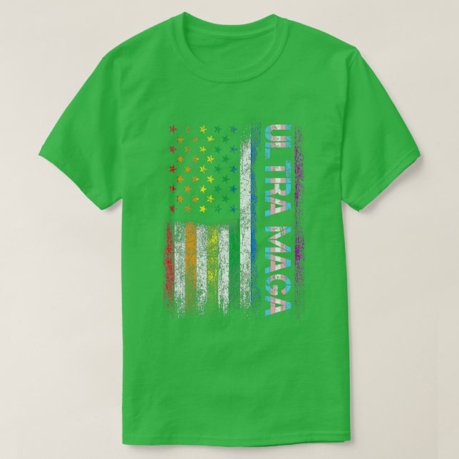 Ultra Maga HBT-Pride Gay for Trump US Flagga Ultra T Shirt (Design framsida)