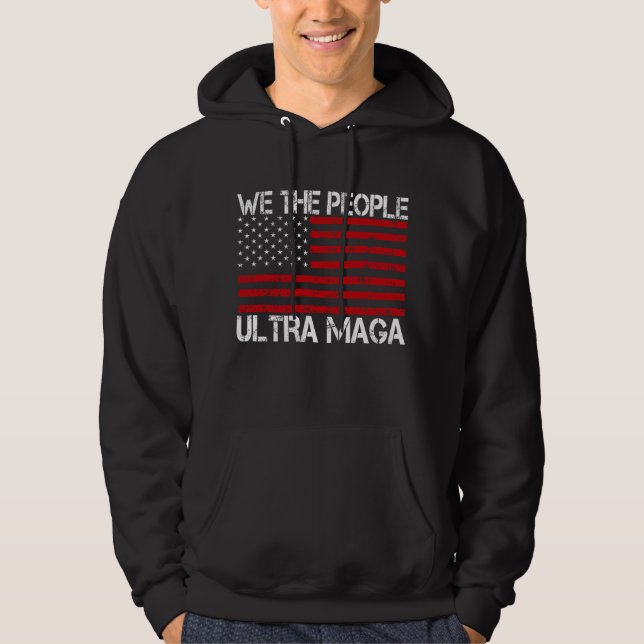 Ultra Maga Pro Trump 2024 Finny Republican Hoodie (Framsida)