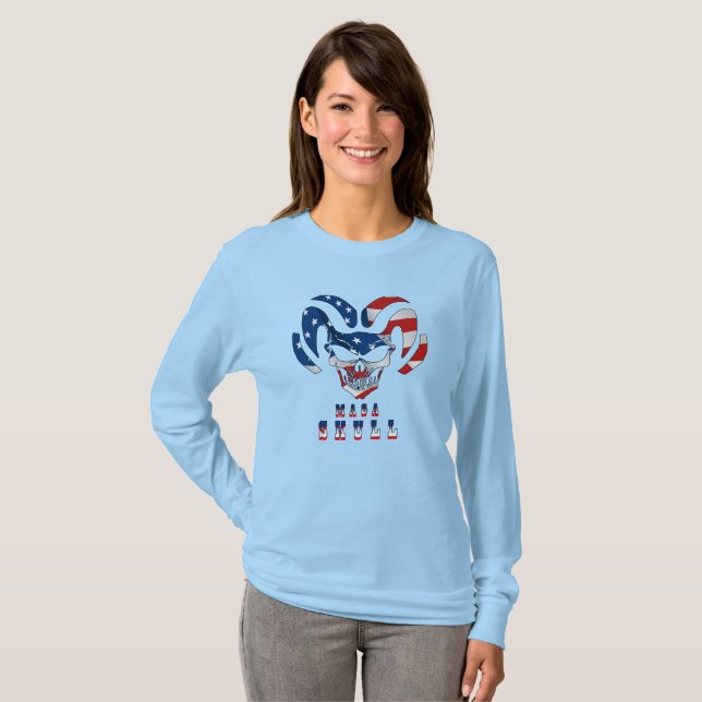 Ultra Maga Skull | Kvinnors Långärmad T Shirt (Hel framsida)