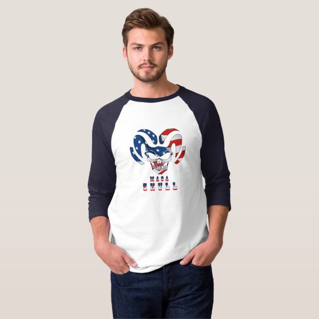 Ultra Maga Skull | Manar Basic 3/4 Sleeve Raglan T Shirt (Hel framsida)