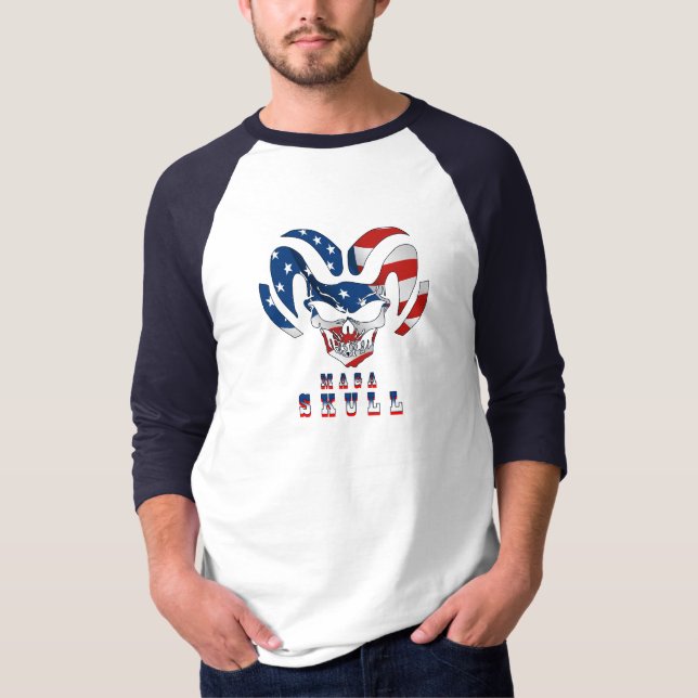 Ultra Maga Skull | Manar Basic 3/4 Sleeve Raglan T Shirt (Framsida)