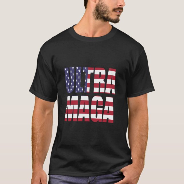 Ultra MAGA Trump Supporter ⛳ Underbar igen USA T Shirt (Framsida)
