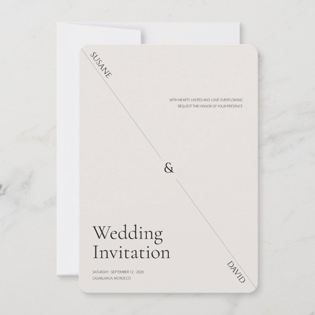 Ultra Minimal luxury Creative wedding invitation  Inbjudningar (Framsida)