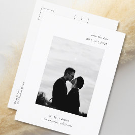 Ultra Minimal Modern Typografi Foto Bröllop Spara Meddelande Vykort