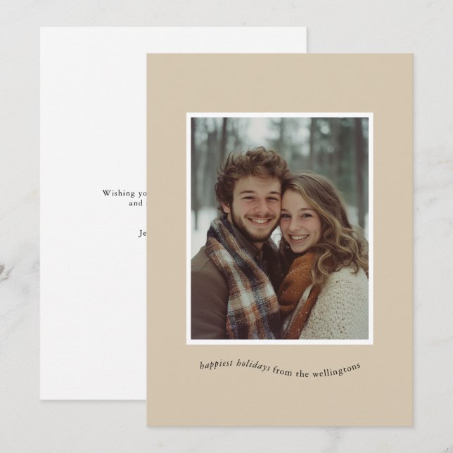 Ultra minimal neutral fotoram wavy text julkort (Fram/baksida)