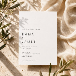 Ultra minimalistisk modern typografi bröllop inbjudningar