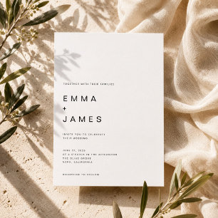 Ultra minimalistisk modern typografi bröllop inbjudningar