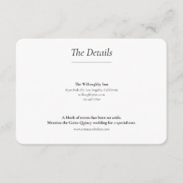 Ultra minimalistisk svart-vit bröllopsinbjudan tilläggskort