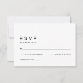 Ultra minimalistiskt rent vitt bröllops-RSVP OSA Kort