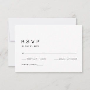 Ultra minimalistiskt rent vitt bröllops-RSVP OSA Kort