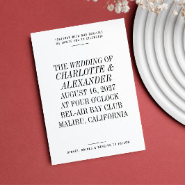 Ultra Minimum Typography Black White Bröllop Inbjudningar