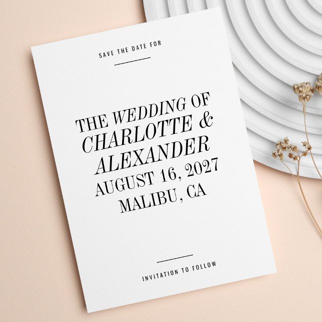 Ultra Minimum Typography Black White Bröllop Spara Datumet (Skapare uppladdad)