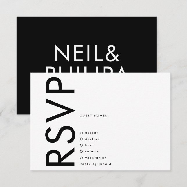 Ultra Modern Big Bold Namn-minimalistiskt Bröllop OSA Kort (Fram/baksida)