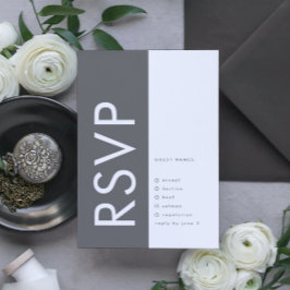 Ultra Modern Big Monogram Grått Bröllop OSA Kort
