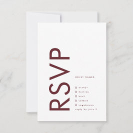 Ultra Modern Burgundy Maron Monogram Bröllop OSA Kort