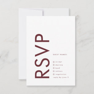 Ultra Modern Burgundy Maron Monogram Bröllop OSA Kort