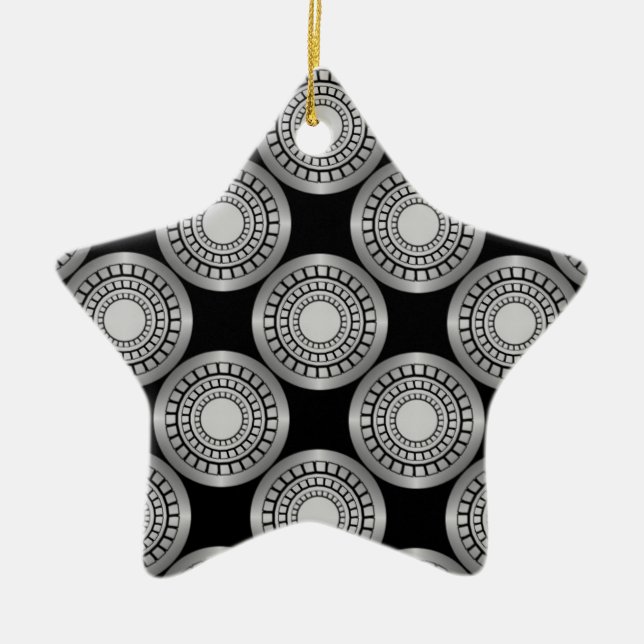 Ultra Modern Circles Star Ornament, Silver Julgransprydnad Keramik (Framsidan)