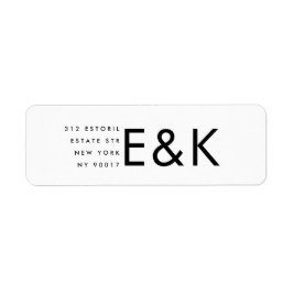 Ultra Modern, djärv, stor monogram Elegant bröllop Returadress Etikett