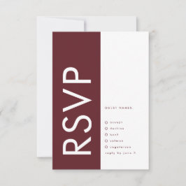 Ultra Modern djold Burgundy Maron Monogram Bröllop OSA Kort