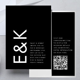 Ultra Modern Fet Monogram QR-KOD RSVP Bröllop Inbjudningar