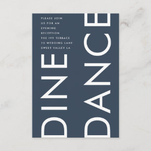 Ultra Modern Fet Navy Monogram DINE DANCE Bröllop Tilläggskort